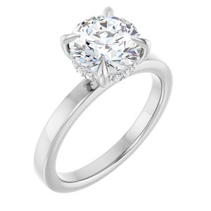 14K White Gold 2 CTW Round Diamond Hidden Halo-Style Engagement Ring. 127098:LG6904:P