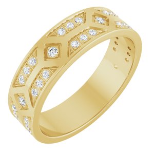 14K Yellow Gold 6 mm Accented Men's Band. 126882:119:P