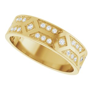 14K Yellow Gold 6 mm Accented Men's Band. 126882:119:P