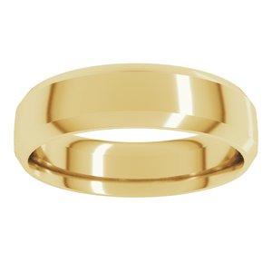 14K Yellow Gold 6 mm Beveled-Edge Comfort-Fit Half Round Band. IRBV10:1148:P