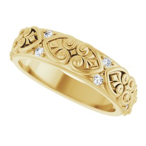 14K Yellow Gold 1/6 CTW Diamond Accented Sculptural Women's Band. 689356:600:P