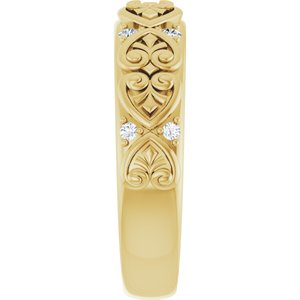 14K Yellow Gold 1/6 CTW Diamond Accented Sculptural Women's Band. 689356:600:P