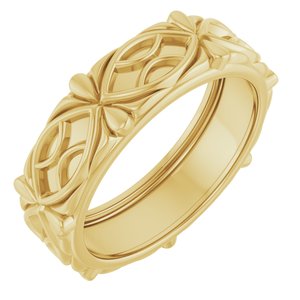 14K Yellow Gold 6.5 mm Sculptural Band. 58056:636:P