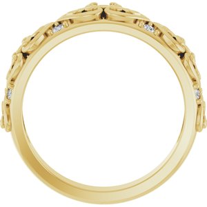 14K Yellow Gold 1/6 CTW Diamond Accented Sculptural Women's Band. 689356:600:P