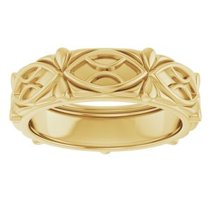 14K Yellow Gold 6.5 mm Sculptural Band. 58056:636:P
