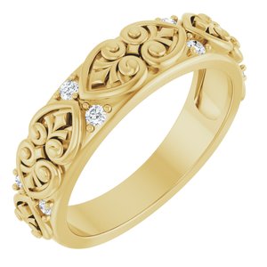 14K Yellow Gold 1/6 CTW Diamond Accented Sculptural Women's Band. 689356:600:P