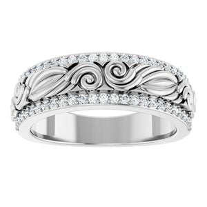 14K White Gold 3/8 CTW Diamond Band. 689345:601:P