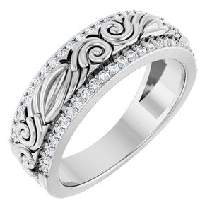 14K White Gold 3/8 CTW Diamond Band. 689345:601:P