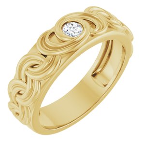 14K Yellow Gold 1/8 CT Diamond Men's Band. 689347:600:P