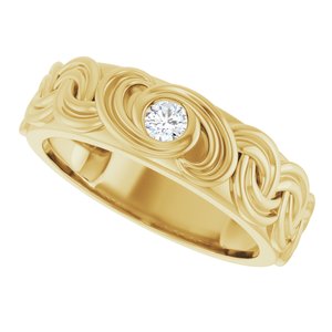 14K Yellow Gold 1/8 CT Diamond Men's Band. 689347:600:P