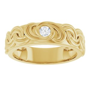 14K Yellow Gold 1/8 CT Diamond Men's Band. 689347:600:P