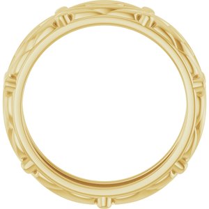 14K Yellow Gold 6.5 mm Sculptural Band. 58056:636:P