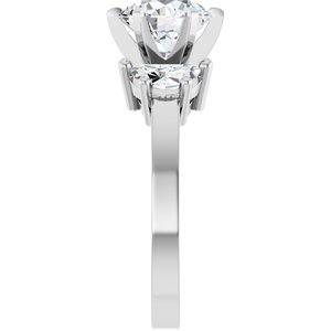 14K White Gold 7.8-8.6 mm Round Three-Stone Engagement Ring. 127121:103:P