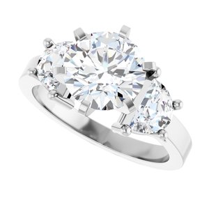 14K White Gold 7.8-8.6 mm Round Three-Stone Engagement Ring. 127121:103:P