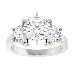 14K White Gold 7.8-8.6 mm Round Three-Stone Engagement Ring. 127121:103:P