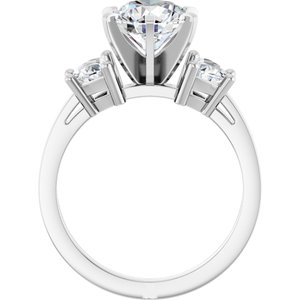 14K White Gold 7.8-8.6 mm Round Three-Stone Engagement Ring. 127121:103:P