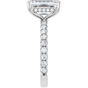 14K White Gold 10x7 mm Emerald Hidden Halo-Style Accented Engagement Ring. 127096:2308:P