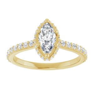 14K Yellow Gold 8x4 mm Marquise Hidden Halo-Style Accented Engagement Ring. 127093:750:P