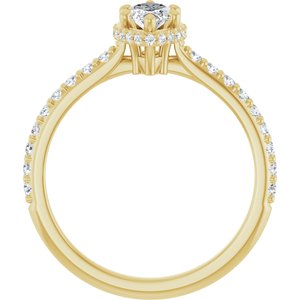 14K Yellow Gold 8x4 mm Marquise Hidden Halo-Style Accented Engagement Ring. 127093:750:P