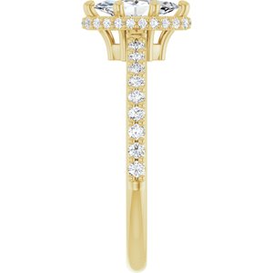 14K Yellow Gold 8x4 mm Marquise Hidden Halo-Style Accented Engagement Ring. 127093:750:P