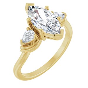 14K Yellow Gold 12 x 6 mm Marquise 1/4 CTW Diamond Three-Stone Engagement Ring. 127007:LG193:P