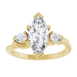 14K Yellow Gold 12 x 6 mm Marquise 1/4 CTW Diamond Three-Stone Engagement Ring. 127007:LG193:P