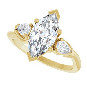 14K Yellow Gold 12 x 6 mm Marquise 1/4 CTW Diamond Three-Stone Engagement Ring. 127007:LG193:P