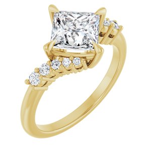 14K Yellow Gold 6.5x6.5 mm Square Accented Engagement Ring. 126968:451:P