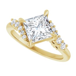 14K Yellow Gold 6.5x6.5 mm Square Accented Engagement Ring. 126968:451:P