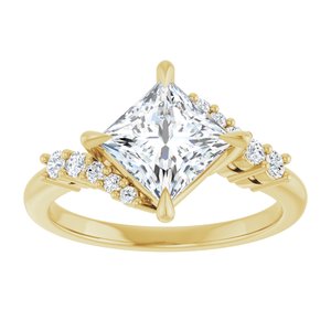 14K Yellow Gold 6.5x6.5 mm Square Accented Engagement Ring. 126968:451:P