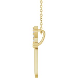 14K Yellow Gold .04 CTW Diamond Dagger 16-18" Necklace