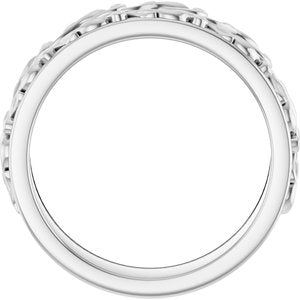 14K White Gold 1/4 CTW Diamond Floral Accented Men's Band. 127043:101:P