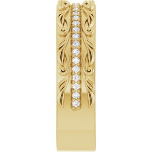 14K Yellow Gold 1/4 CTW Diamond Floral Accented Men's Band. 127043:116:P