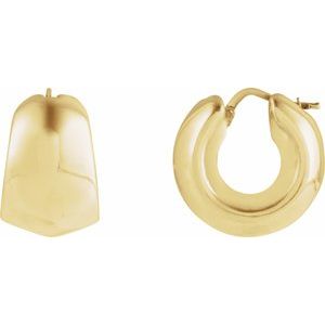 14K Yellow Gold Electroform Tapered 22.2 mm Hoop Earrings. 689335:100:P