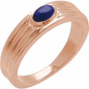 14K Rose Gold 5x3 mm Oval Natural Lapis Cabochon Ring. 72396:129:P