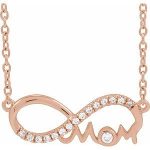14K Rose Gold .08 CTW Diamond Infinity-Inspired Mom 18" Necklace. 689358:602:P