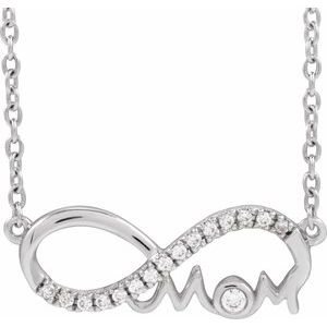14K White Gold .08 CTW Diamond Infinity-Inspired Mom 18" Necklace. 689358:601:P
