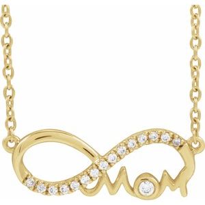 14K Yellow Gold .08 CTW Diamond Infinity-Inspired Mom 18" Necklace. 689358:600:P