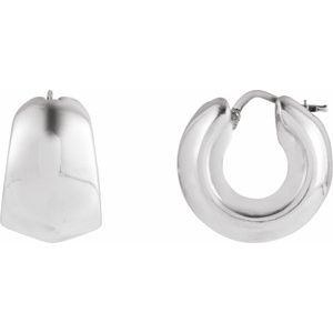 Sterling Silver Electroform Tapered 22.2 mm Hoop Earrings. 689335:101:P