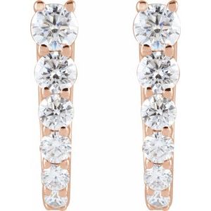 14K Rose Gold 1/2 CTW Diamond 12.95 mm Hoop Earrings. 689354:602:P