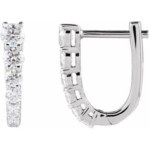 14K White Gold 1/2 CTW Diamond 12.95 mm Hoop Earrings. 689354:601:P