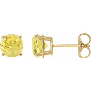 14K Yellow Gold 8 mm Lab-Grown Yellow Sapphire Earrings. 1874:70539:P