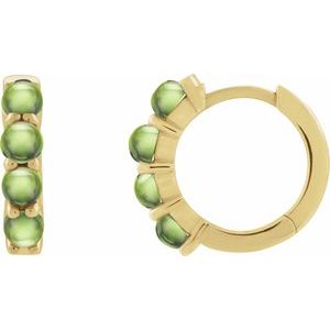 14K Yellow Gold Natural Peridot Cabochon Hinged 14.7 mm  Hoop Earrings. 87181:200:P