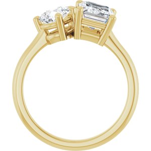 14K Yellow Gold 8x6 mm Emerald and Pear Two-Stone Engagement Ring. 126978:2041:P