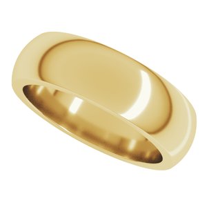 14K Yellow Gold 6 mm Heavyweight Half Round Band. HRH10:5123:P