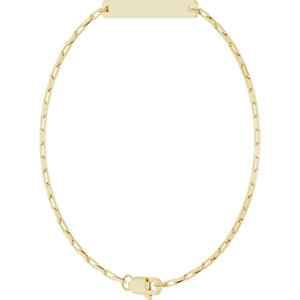 14K Yellow Gold Engravable Paperclip-Style Link 7" Bracelet