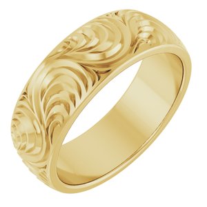 14K Yellow Gold 7 mm Scroll Comfort-Fit Band. 52178:171:P