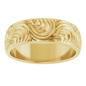14K Yellow Gold 7 mm Scroll Comfort-Fit Band. 52178:171:P