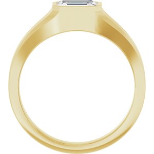 14K Yellow Gold 7 x 5 mm Emerald Men's Band. 126984:435:P