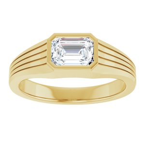 14K Yellow Gold 7 x 5 mm Emerald Men's Band. 126984:435:P